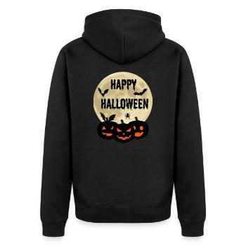Fröhliches Halloween - Unisex Premium Bio Zip Hoodie - Schwarz - Hinten - Nico (187cm)