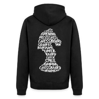 Schachfiguren Typografie Schachspieler Schach - Unisex Premium Bio Zip Hoodie - Schwarz - Hinten - Nico (187cm)