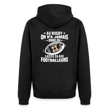 Cadeau humour pour joueur de rugby - Veste à capuche bio Premium Unisexe - noir - Dos - Nico (187cm)