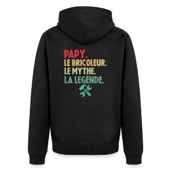 Papy le bricoleur le mythe la légende - Veste à capuche bio Premium Unisexe - noir - Dos - Nico (187cm)