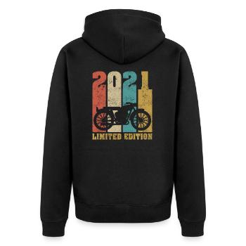 Vintage Moto 2021 Rétro Cadeau D'anniversaire - Veste à capuche bio Premium Unisexe - noir - Dos - Nico (187cm)