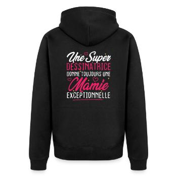 Dessinatrice donne toujours mamie exceptionnelle - Veste à capuche bio Premium Unisexe - noir - Dos - Nico (187cm)