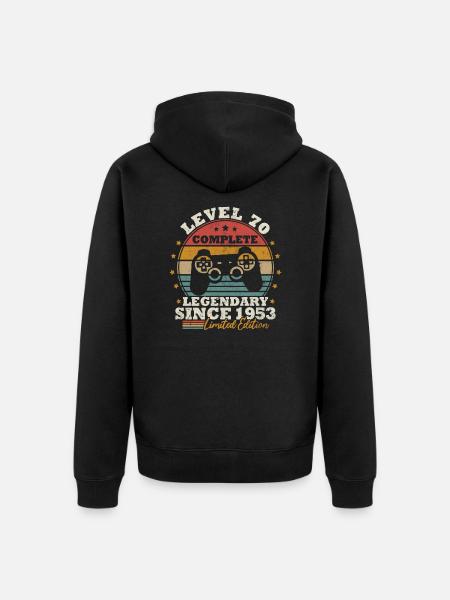Level 70 unlocked - Unisex Premium Organic Zip Hoodie - black