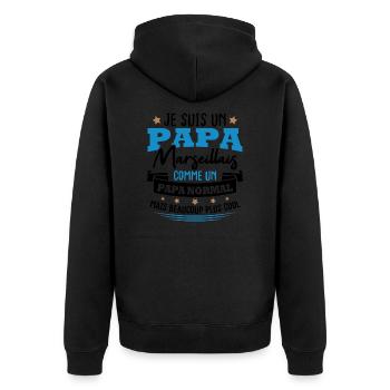Je suis un Papa Marseillais - Veste à capuche bio Premium Unisexe - noir - Dos - Nico (187cm)