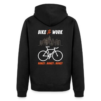 Bike to Work Money Money Money - Unisex Premium Bio Zip Hoodie - Schwarz - Hinten - Nico (187cm)