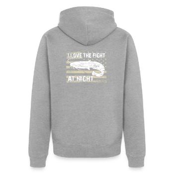 Wels Wallerfischen - Unisex Premium Bio Zip Hoodie - Grau meliert - Hinten - Nico (187cm)