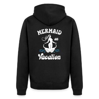 Mermaid on Vacation - Unisex Premium Bio Zip Hoodie - Schwarz - Hinten - Nico (187cm)