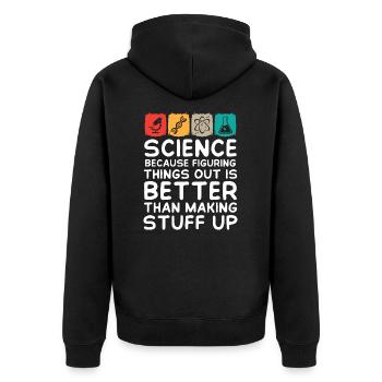 Science is Real - Unisex Premium Organic Zip Hoodie - black - Back - Nico (187cm)