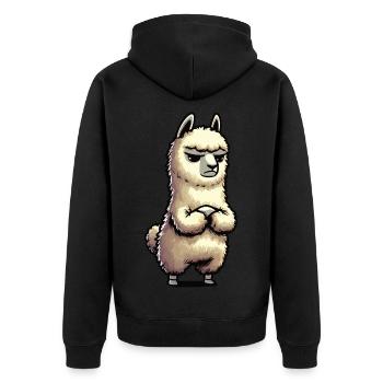 Alpaka lama Alpakabesitzer Alpakaliebhaber Lamas - Unisex Premium Bio Zip Hoodie - Schwarz - Hinten - Nico (187cm)