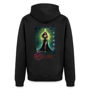 Green Stamp - Unisex Premium Bio Zip Hoodie - Schwarz - Hinten - Nico (187cm)