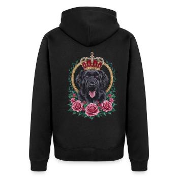 Chien Leonberger avec couronne et roses - Veste à capuche bio Premium Unisexe - noir - Dos - Nico (187cm)