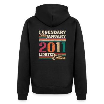 Légendaire Janvier 2011 édition limitée - Veste à capuche bio Premium Unisexe - noir - Dos - Nico (187cm)