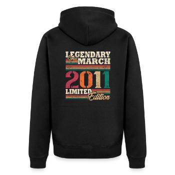 Légendaire Mars 2011 édition limitée - Veste à capuche bio Premium Unisexe - noir - Dos - Nico (187cm)