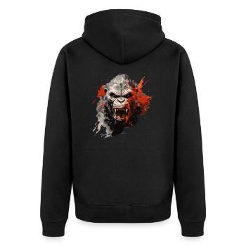 Ape Head - Unisex Premium Bio Zip Hoodie - Schwarz - Hinten - Nico (187cm)