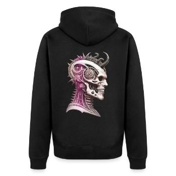 The age of madness - Unisex Premium Bio Zip Hoodie - Schwarz - Hinten - Nico (187cm)