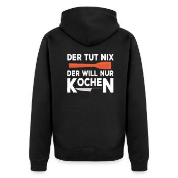 Koch Koch Spruch lustig Kochlöffel Geschenk - Unisex Premium Bio Zip Hoodie - Schwarz - Hinten - Nico (187cm)