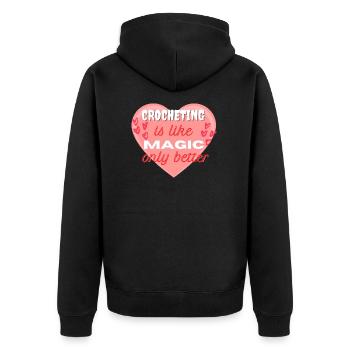 Crocheting is like Magic, only better red heart - Unisex Premium Organic Zip Hoodie - black - Back - Nico (187cm)