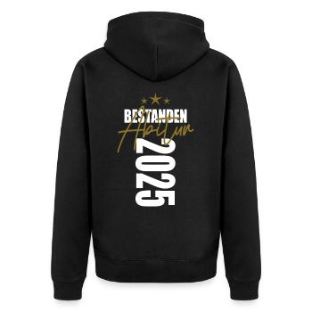 Abitur Bestanden 2025 - Unisex Premium Bio Zip Hoodie - Schwarz - Hinten - Nico (187cm)