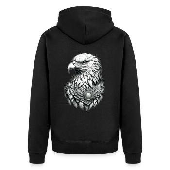 Adler Kopf Grafik - Unisex Premium Bio Zip Hoodie - Schwarz - Hinten - Nico (187cm)