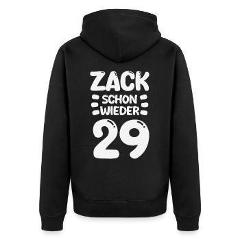 Zack 29 again! Birthday - Unisex Premium Organic Zip Hoodie - black - Back - Nico (187cm)