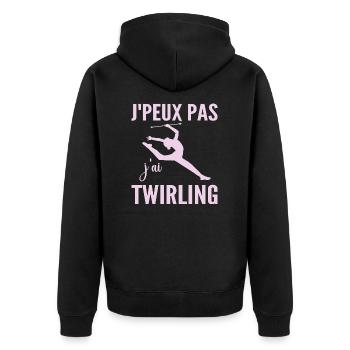 Ich kann nicht Ich Wirbel Humor Frau Wirbel - Unisex Premium Bio Zip Hoodie - Schwarz - Hinten - Nico (187cm)