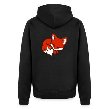 Cute Fox / Niedlicher Fuchs / Mignon renard - Unisex Premium Bio Zip Hoodie - Schwarz - Hinten - Nico (187cm)