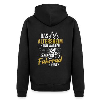 Fahrrad Rentner Altersheim Radfahrer Opa Radsport - Unisex Premium Bio Zip Hoodie - Schwarz - Hinten - Nico (187cm)