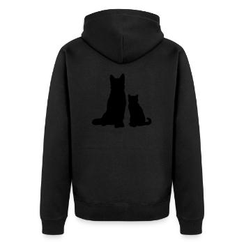 Dog with cat / dog with cat / chien avec chat - Unisex Premium Organic Zip Hoodie - black - Back - Nico (187cm)