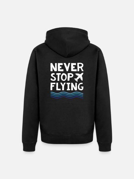 Never Stop Flying Plane - Unisex Premium Organic Zip Hoodie - black