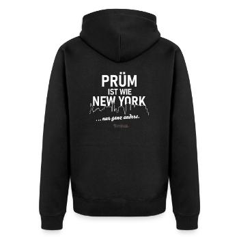Prüm - Unisex Premium Bio Zip Hoodie - Schwarz - Hinten - Nico (187cm)