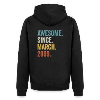 Awesome Since March 2009 13th Birthday - Unisex Premium Organic Zip Hoodie - black - Back - Nico (187cm)
