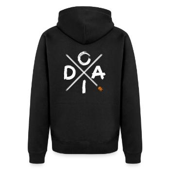 Oida - Unisex Premium Bio Zip Hoodie - Schwarz - Hinten - Nico (187cm)