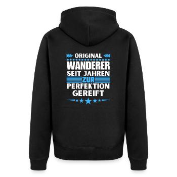 Wanderers matured to perfection - Unisex Premium Organic Zip Hoodie - black - Back - Nico (187cm)