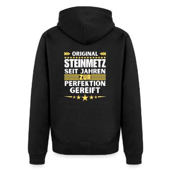 Stonemason matured to perfection - Unisex Premium Organic Zip Hoodie - black - Back - Nico (187cm)