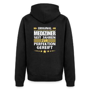 Physicians matured to perfection - Unisex Premium Organic Zip Hoodie - black - Back - Nico (187cm)