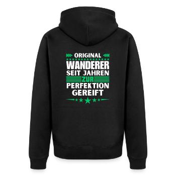Wanderers matured to perfection - Unisex Premium Organic Zip Hoodie - black - Back - Nico (187cm)