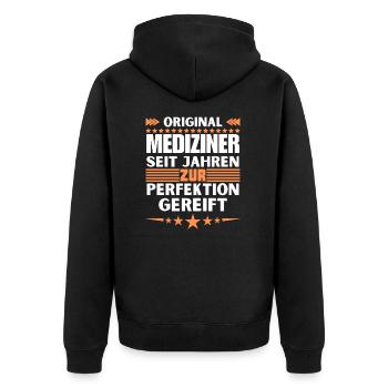 Physicians matured to perfection - Unisex Premium Organic Zip Hoodie - black - Back - Nico (187cm)