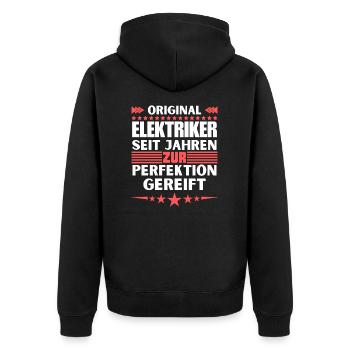 Electricians matured to perfection - Unisex Premium Organic Zip Hoodie - black - Back - Nico (187cm)