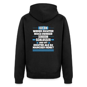 Ni poètes, ni penseurs, mais serruriers - Veste à capuche bio Premium Unisexe - noir - Dos - Nico (187cm)