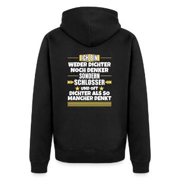 Ni poètes, ni penseurs, mais serruriers - Veste à capuche bio Premium Unisexe - noir - Dos - Nico (187cm)