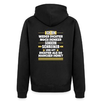 Ni poète ni penseur, mais charpentier - Veste à capuche bio Premium Unisexe - noir - Dos - Nico (187cm)