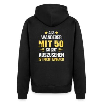 At 50, good-looking hiker - Unisex Premium Organic Zip Hoodie - black - Back - Nico (187cm)