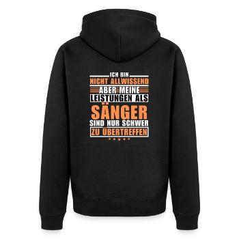 Unübertroffene Leistung als Sänger - Unisex Premium Bio Zip Hoodie - Schwarz - Hinten - Nico (187cm)