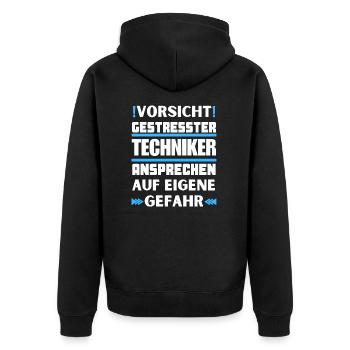 Ne parlez pas à un technicien stressé ! - Veste à capuche bio Premium Unisexe - noir - Dos - Nico (187cm)