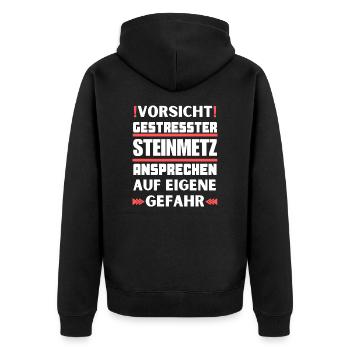 Don't talk to stressed stonemasons! - Unisex Premium Organic Zip Hoodie - black - Back - Nico (187cm)