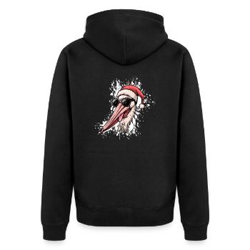 Pelikan Vogel Weihnachten Lustig - Unisex Premium Bio Zip Hoodie - Schwarz - Hinten - Nico (187cm)