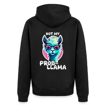Not My Prob LLama - Lama Alpaga - Veste à capuche bio Premium Unisexe - noir - Dos - Nico (187cm)