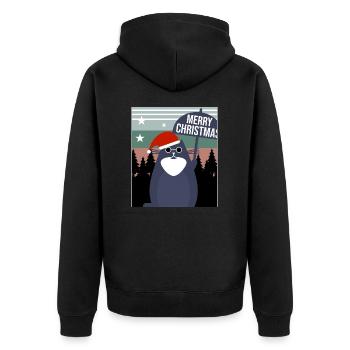 Merry Christmas Cat - Unisex Premium Bio Zip Hoodie - Schwarz - Hinten - Nico (187cm)