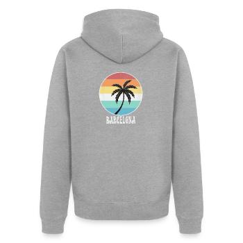 Barcellona - Felpa con cappuccio ecologica premium unisex - grigio melange - Retro - Nico (187cm)