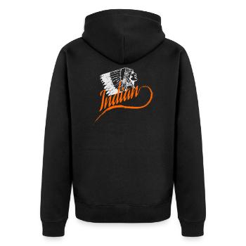 Indianer - Unisex Premium Bio Zip Hoodie - Schwarz - Hinten - Nico (187cm)